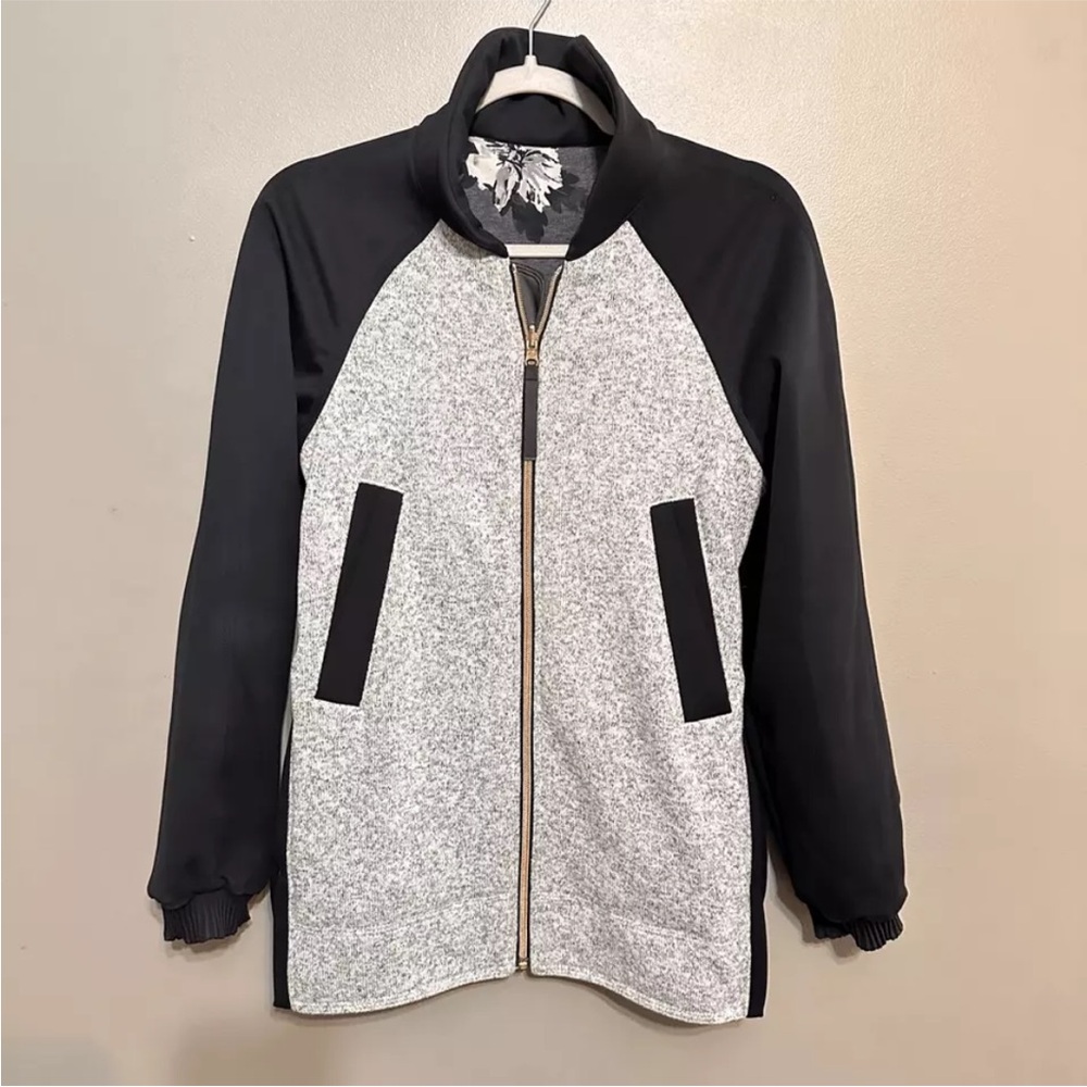 Lululemon Both Ways Bomber Heathered Grey Atomic Flower Silver Spoon Jacket